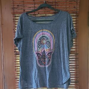 Women's Gray Graphic Top
